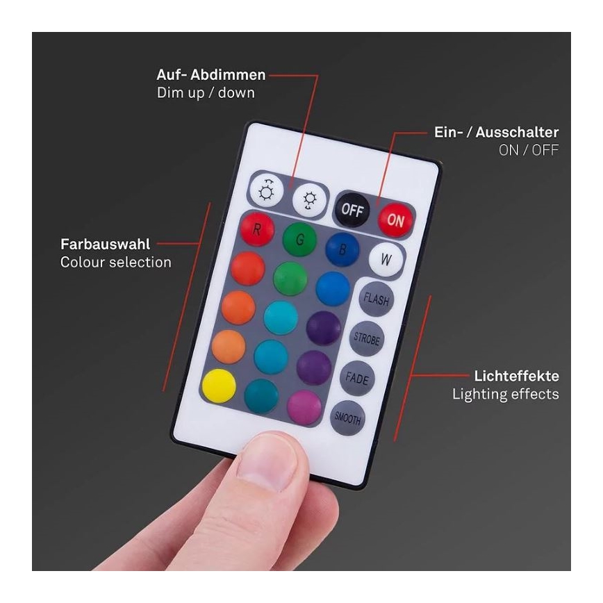 Brilo - LED RGBW dimbar remsa 6,5m LED/22W/230V + fjärrkontroll