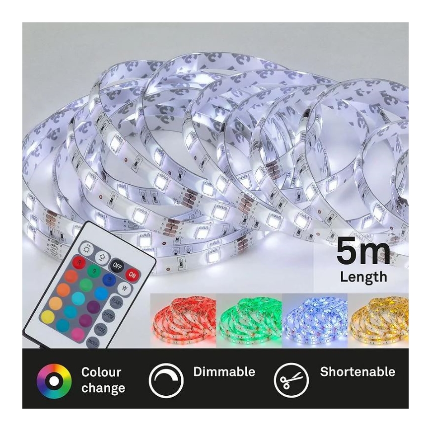 Brilo - LED RGBW dimbar remsa 6,5m LED/22W/230V + fjärrkontroll