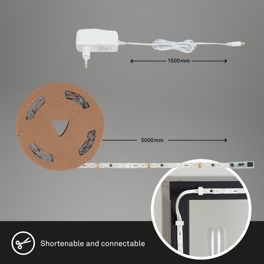 Brilo - LED RGBW dimbar remsa 6,5m LED/24W/230V + fjärrkontroll