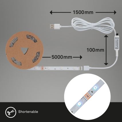 Brilo - LED RGBW dimbar remsa MUSIC 6,6m LED/7,5W/USB Wi-Fi Tuya