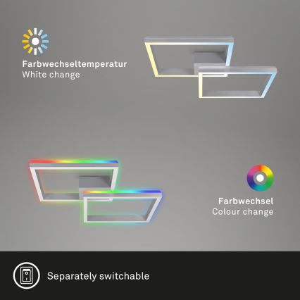 Brilo - LED RGBW Ljusreglerad fäst ljuskrona FRAME 2xLED/17W/230V 2700-6500K + fjärrkontroll