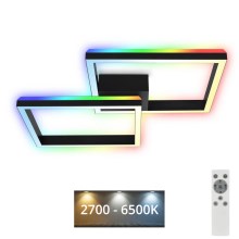 Brilo - LED RGBW Ljusreglerad fäst ljuskrona FRAME 2xLED/17W/230V 2700-6500K + fjärrkontroll