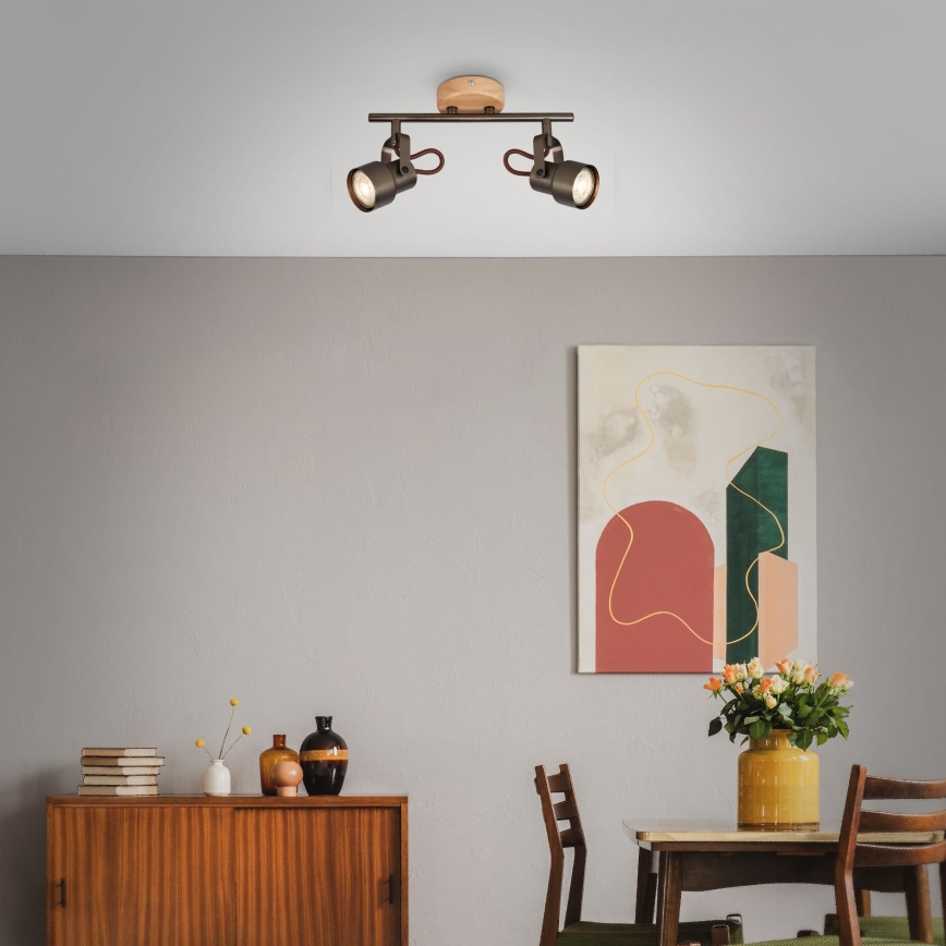 Brilo - LED-spot TAHUN 2xGU10/5W/230V brun