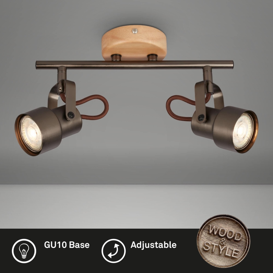 Brilo - LED-spot TAHUN 2xGU10/5W/230V brun