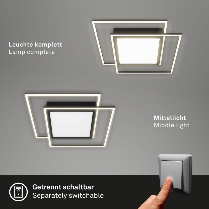 Brilo - LED taklampa 2xLED/16W/230V + LED/19W 51,5x51,5 cm 3000K svart