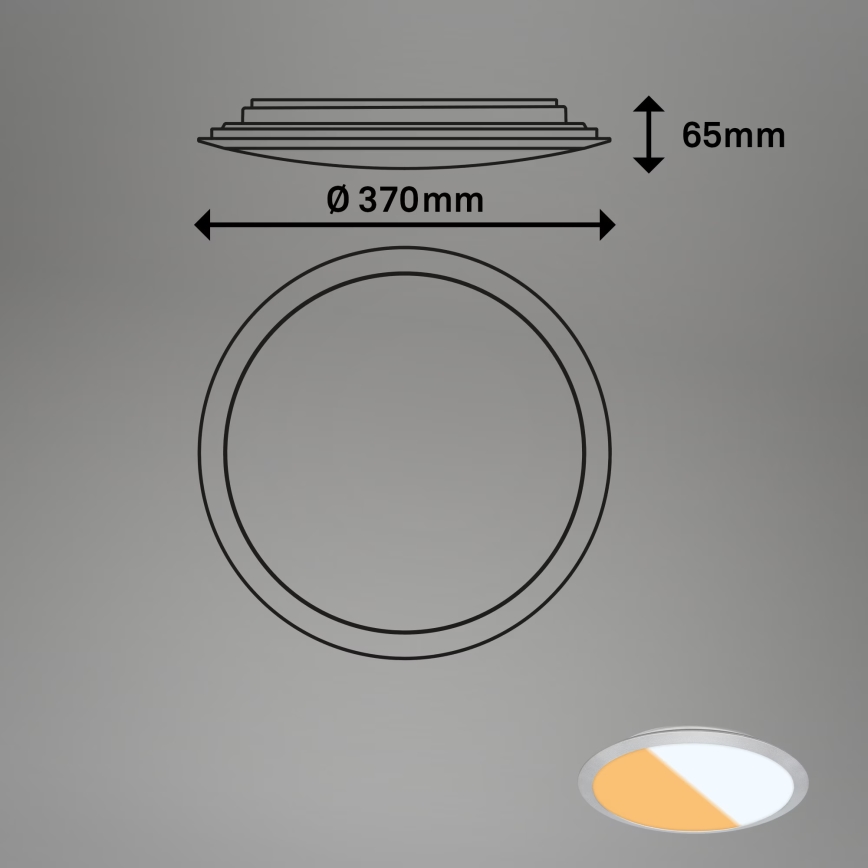 Brilo - LED badrumsplafond CTS LED/21W/230V 3000/4000K IP44 Ø 37 cm mattkrom