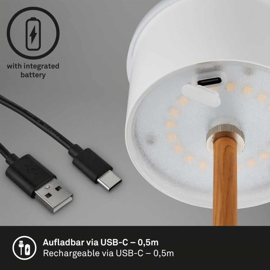 Brilo - dimbar uppladdningsbar beröringsstyrd utomhusbordslampa KIKI LED/2,6W/5V IP44 2600 mAh svart