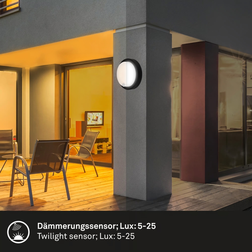 Brilo - LED uppladdningsbar utomhusvägglampa med sensor LED/4W/5V 4400 mAh IP44 svart