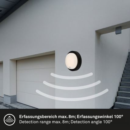 Brilo - LED uppladdningsbar utomhusvägglampa med sensor LED/4W/5V 4400 mAh IP44 svart