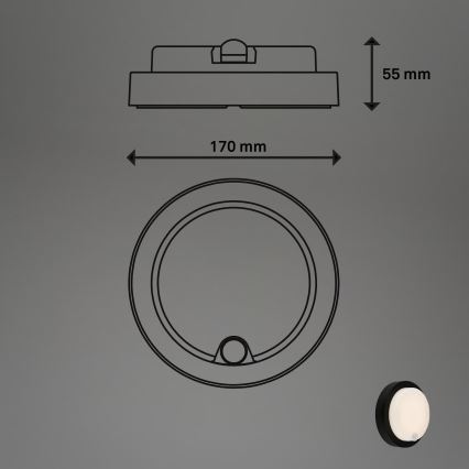Brilo - LED uppladdningsbar utomhusvägglampa med sensor LED/4W/5V 4400 mAh IP44 svart
