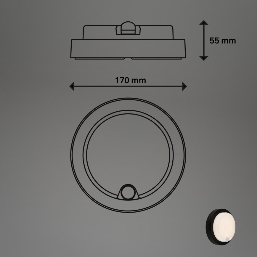 Brilo - LED uppladdningsbar utomhusvägglampa med sensor LED/4W/5V 4400 mAh IP44 svart