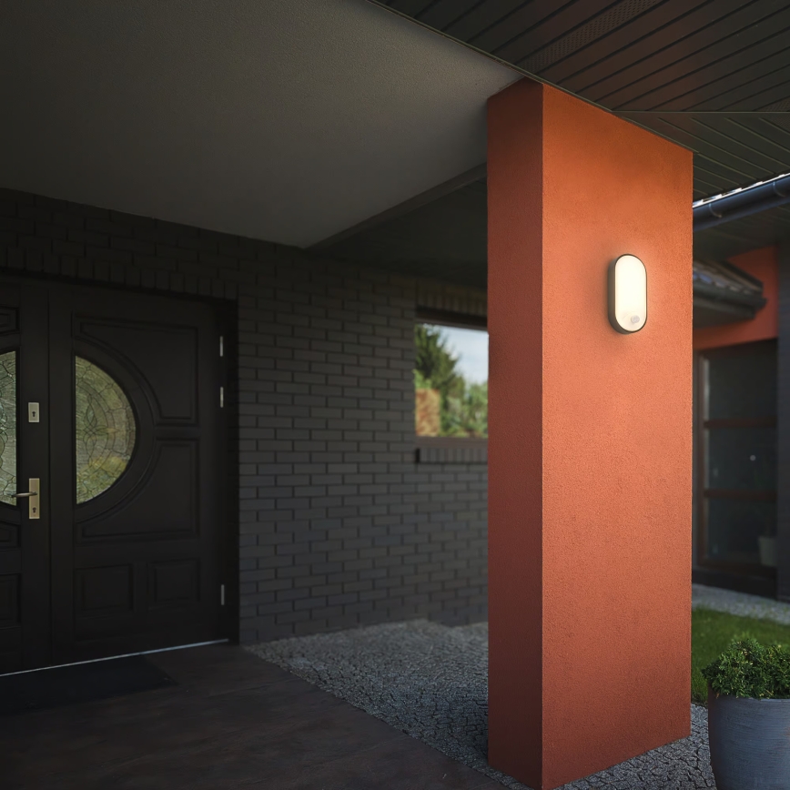 Brilo - LED utomhusvägglampa med rörelse- och skymningssensor RUCH LED/12W/230V IP65 svart