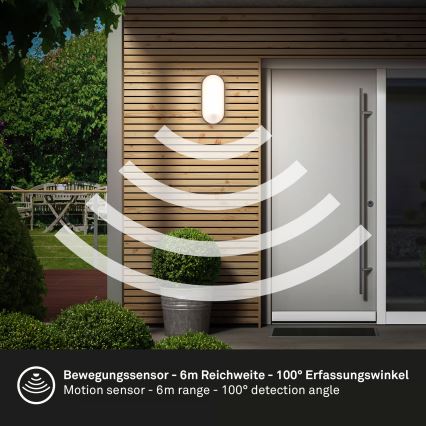 Brilo - LED utomhusvägglampa med rörelse- och skymningssensor RUCH LED/12W/230V IP65 svart