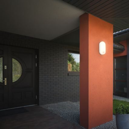 Brilo - LED utomhusvägglampa med rörelse- och skymningssensor RUCH LED/12W/230V IP65 vit