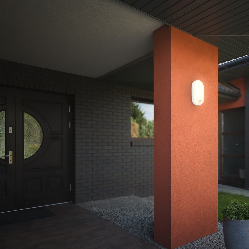 Brilo - LED utomhusvägglampa med rörelse- och skymningssensor RUCH LED/12W/230V IP65 vit