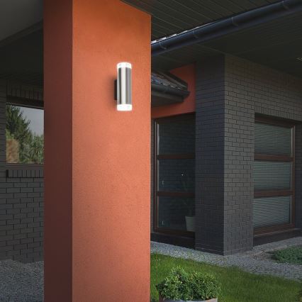 Brilo - LED vägglampa för utomhusbruk 2xGU10/4,7W/230V IP44 4000K matt krom
