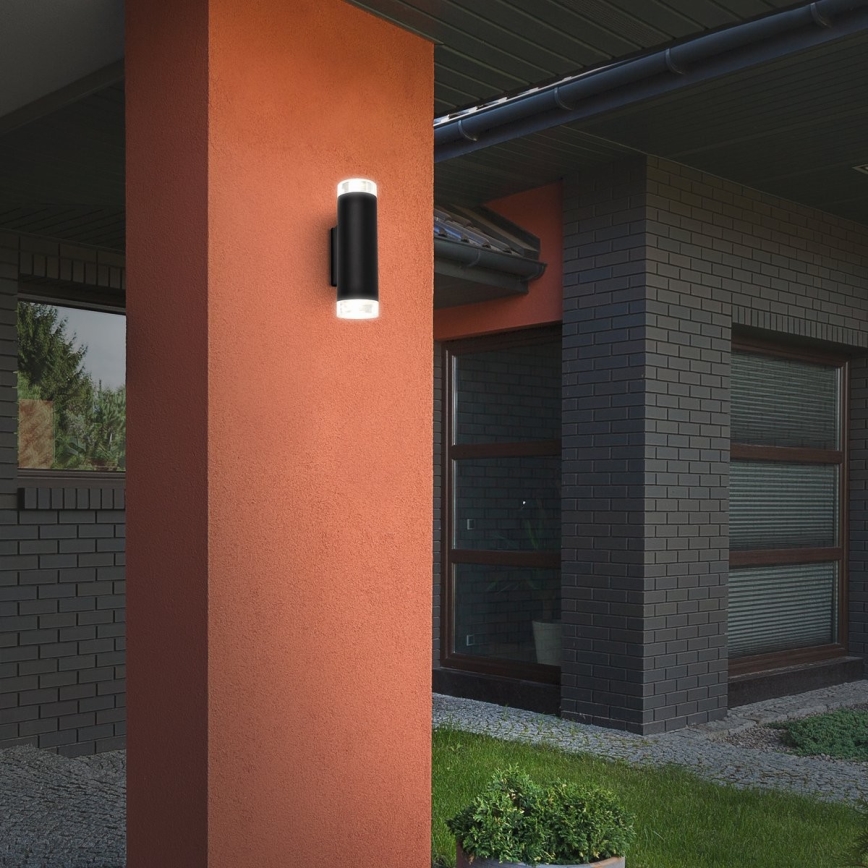 Brilo - LED vägglampa för utomhusbruk 2xGU10/4,7W/230V IP44 4000K svart