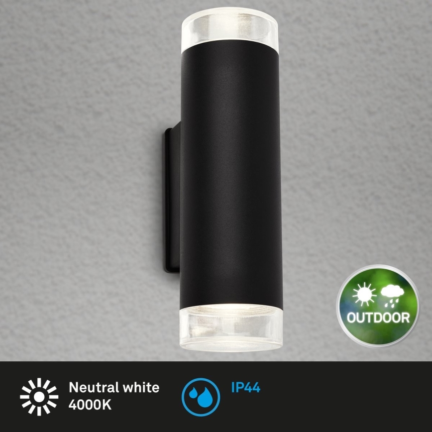 Brilo - LED vägglampa för utomhusbruk 2xGU10/4,7W/230V IP44 4000K svart