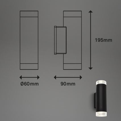Brilo - LED vägglampa för utomhusbruk 2xGU10/4,7W/230V IP44 4000K svart