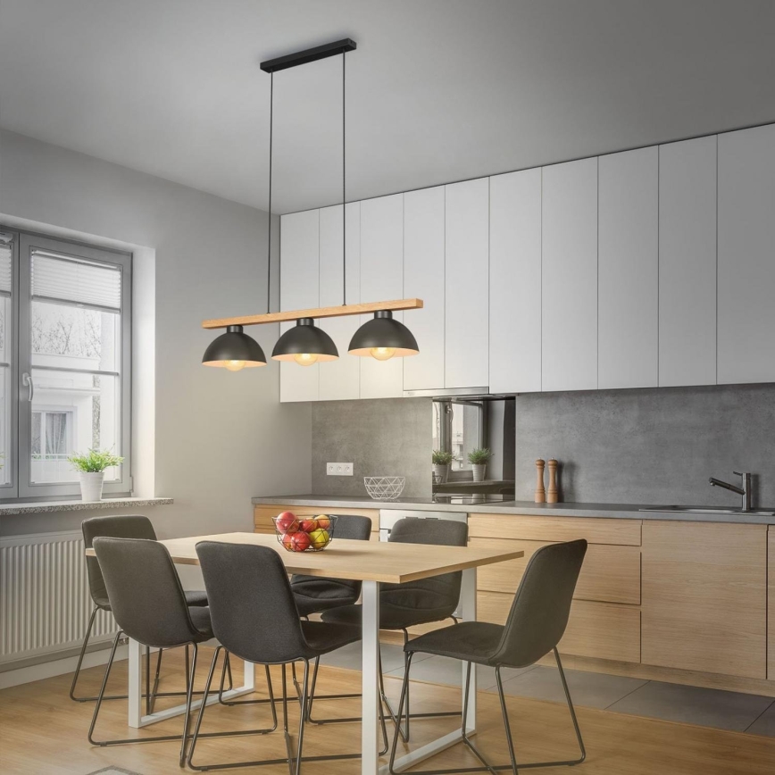 Brilo - Ljuskrona med textilsladd 3xE27/40W/230V gummiträd