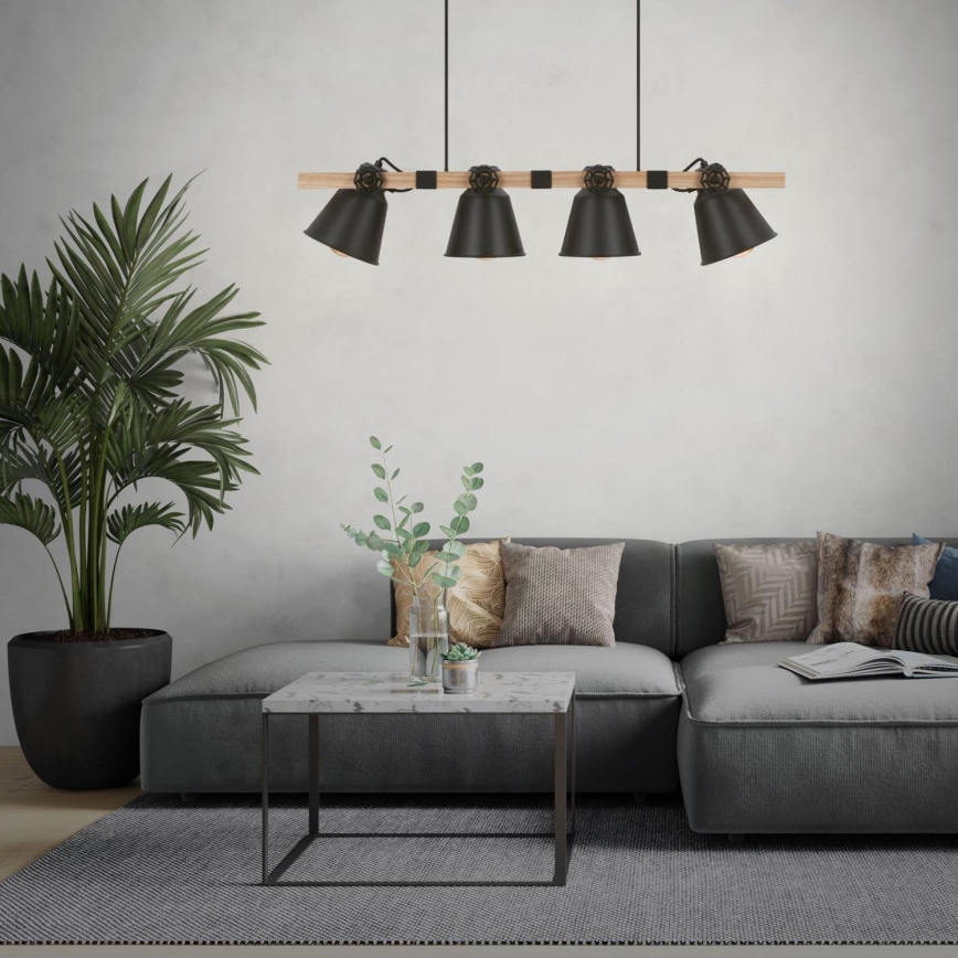 Brilo - Ljuskrona med textilsladd TALLE 4xE27/40W/230V gummiträd