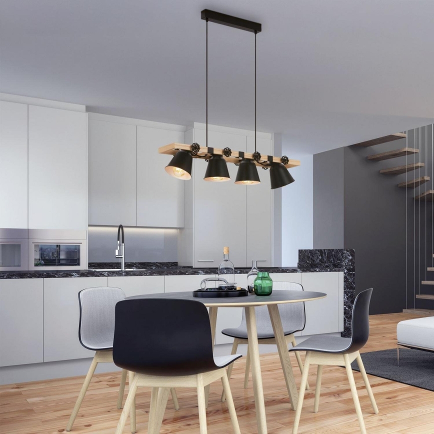 Brilo - Ljuskrona med textilsladd TALLE 4xE27/40W/230V gummiträd