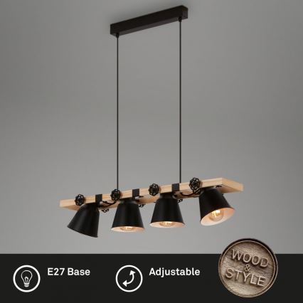 Brilo - Ljuskrona med textilsladd TALLE 4xE27/40W/230V gummiträd