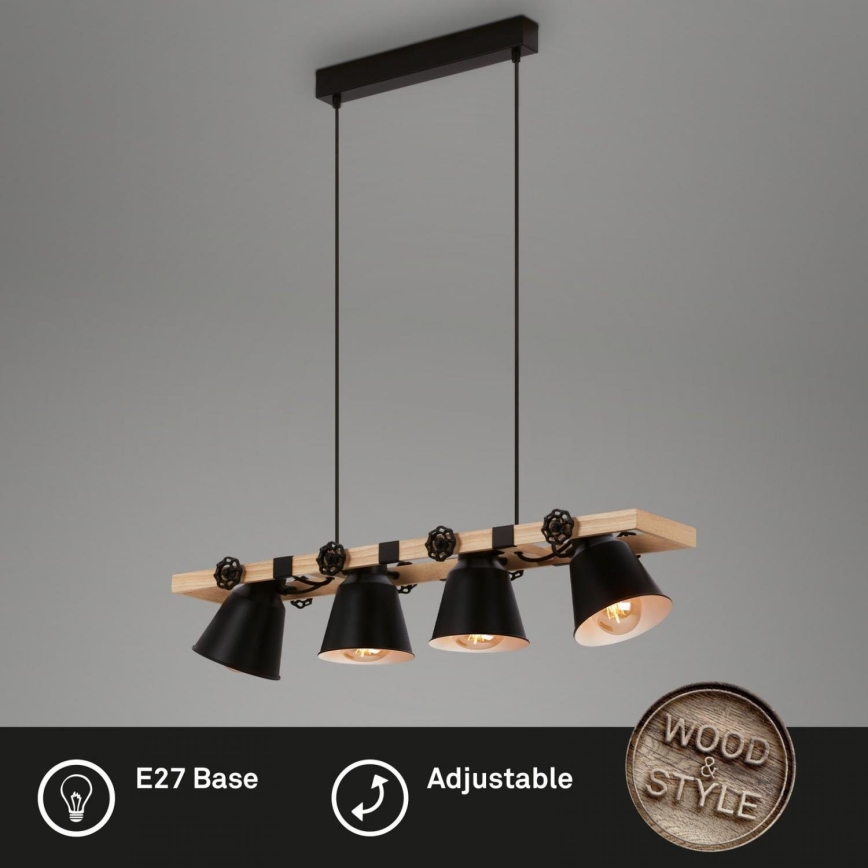 Brilo - Ljuskrona med textilsladd TALLE 4xE27/40W/230V gummiträd