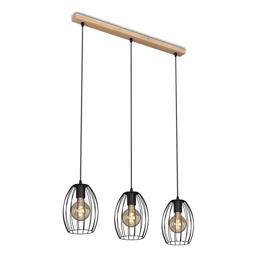 Brilo - Ljuskrona med textilsladd WAKTU 3xE27/60W/230V gummiträd