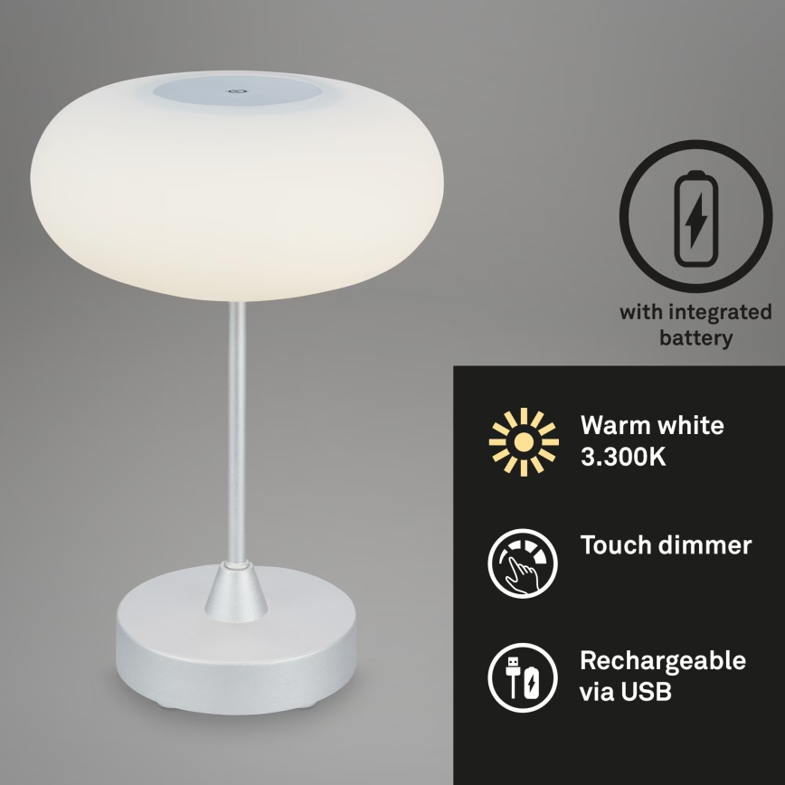 Brilo - LED-dimmbar uppladdningsbar utomhusbordslampa OLANA LED/3W/5V 3300K IP44 2000 mAh