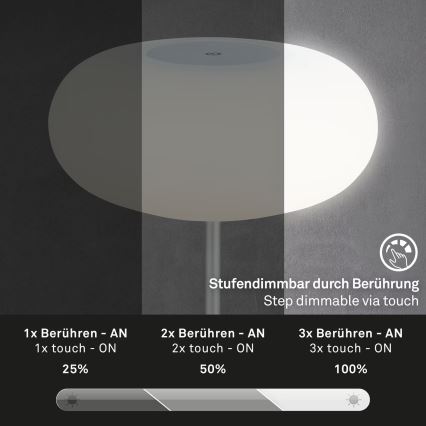 Brilo - LED-dimmbar uppladdningsbar utomhusbordslampa OLANA LED/3W/5V 3300K IP44 2000 mAh