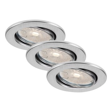 Brilo - Set om 3 dimbara infällda badrumsarmaturer DIMM LED/5,5W/230V 3000K IP23 matt krom