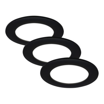 Brilo - Set om 3 LED-infällda badrumsdownlights FLAT LED/6W/230V IP44 svart