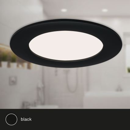 Brilo - Set om 3 LED-infällda badrumsdownlights FLAT LED/6W/230V IP44 svart