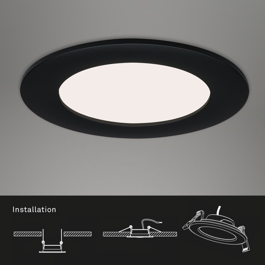 Brilo - Set om 3 LED-infällda badrumsdownlights FLAT LED/6W/230V IP44 svart
