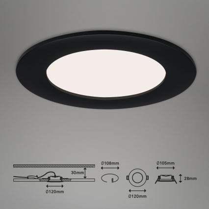 Brilo - Set om 3 LED-infällda badrumsdownlights FLAT LED/6W/230V IP44 svart
