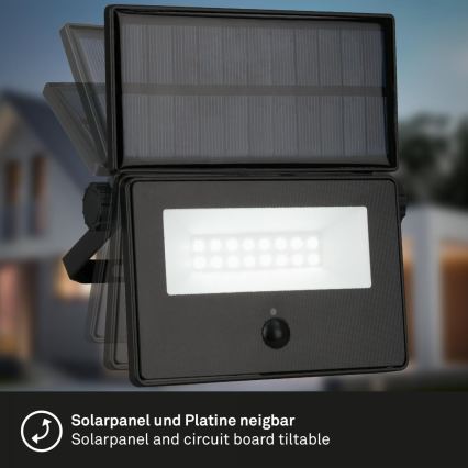 Brilo - Solcellsstrålkastare med sensor LED/5W/5,5V IP54 1200 mAh