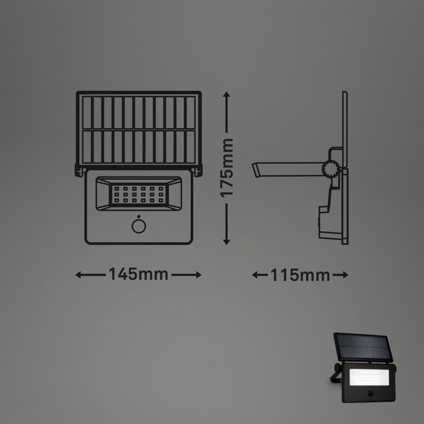Brilo - Solcellsstrålkastare med sensor LED/5W/5,5V IP54 1200 mAh