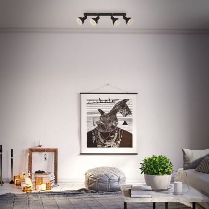 Brilo - Spotlight RETRO 4xE14/25W/230V svart