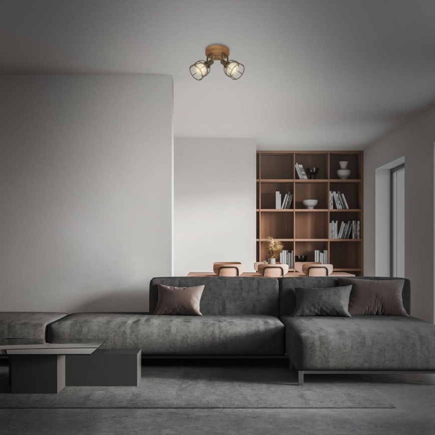 Brilo - Spotlight VINTAGE 2xE27/25W/230V brun