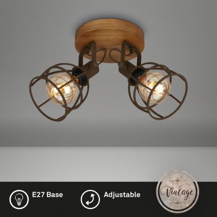 Brilo - Spotlight VINTAGE 2xE27/25W/230V brun