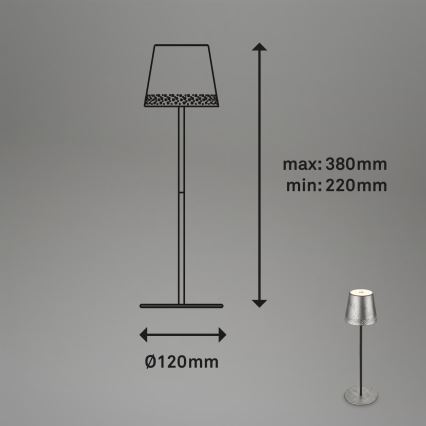 Brilo - Dimmbar uppladdningsbar LED-beröringsstyrd utomhusbordslampa KIKI LED/2,6W/5V IP44 2600 mAh silver
