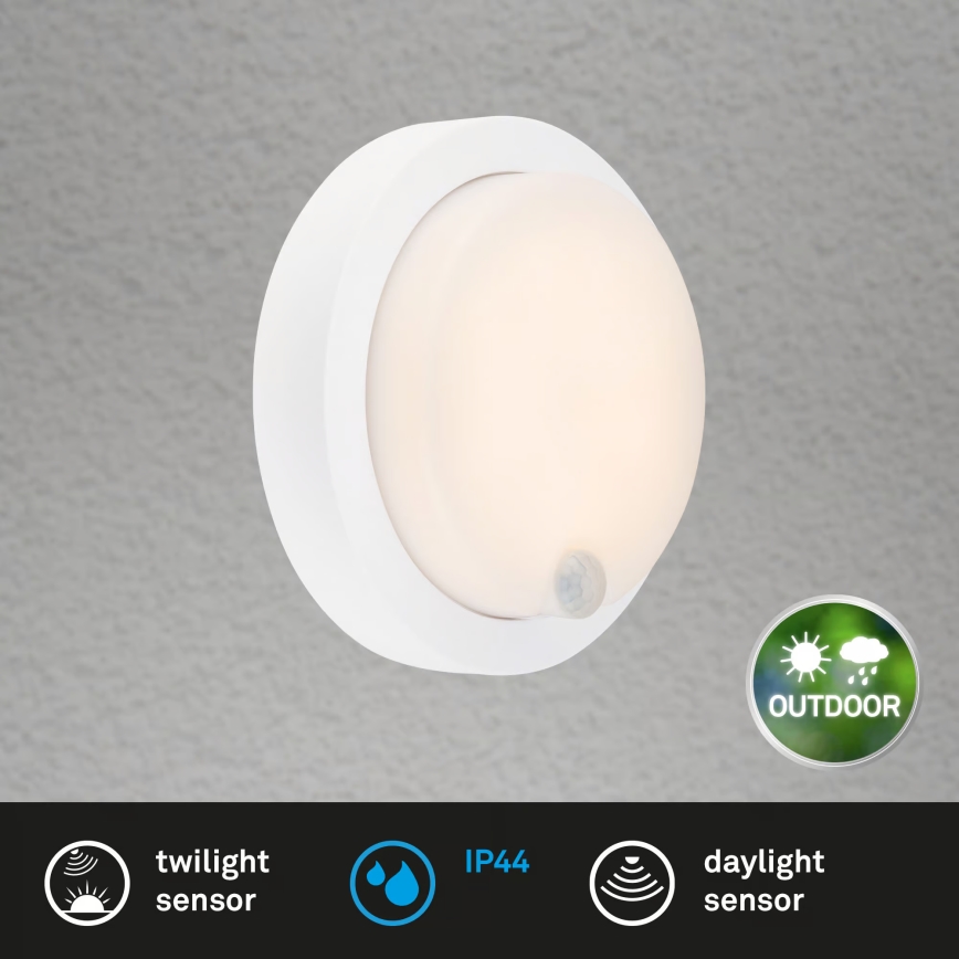 Brilo - Uppladdningsbar LED-utomhusvägglampa med sensor LED/4W/5V 4400 mAh IP44 vit