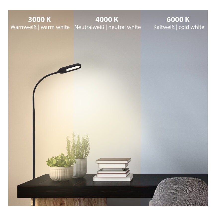 Briloner 1297-015 - LED dimbar flexibel golvlampa LED/6,6W/230V 3000K/4000K/6000K
