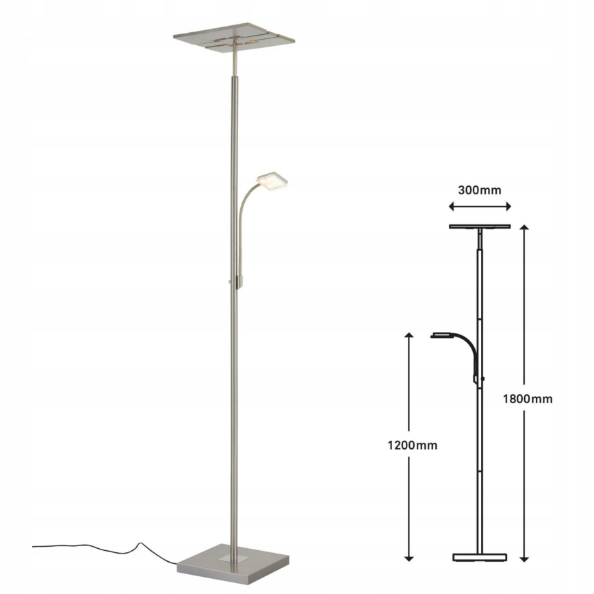 Briloner 1328-022 - Dimmbar LED-golvlampa LED/21W/230V + LED/3,5W mattkrom