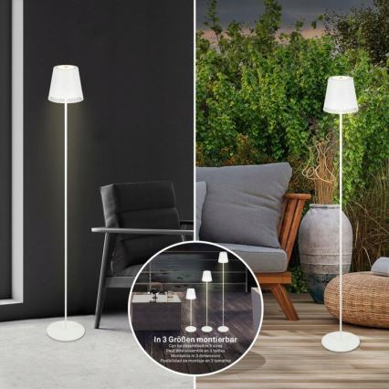 Briloner 1438016 - LED Ljusreglerad beröring golvlampa 3i1 LED/3,5W/5V IP44 3000K 38-130 cm vit