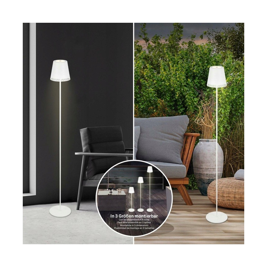 Briloner 1438016 - LED Ljusreglerad beröring golvlampa 3i1 LED/3,5W/5V IP44 3000K 38-130 cm vit