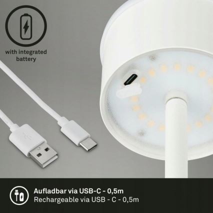 Briloner 1438016 - LED Ljusreglerad beröring golvlampa 3i1 LED/3,5W/5V IP44 3000K 38-130 cm vit