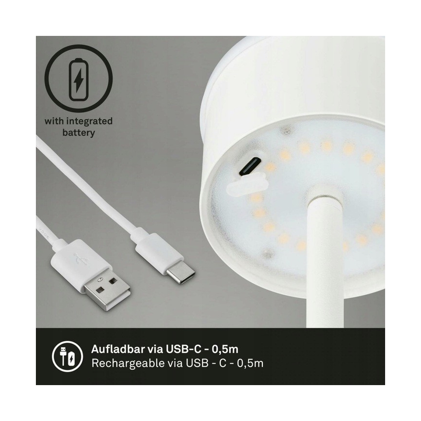 Briloner 1438016 - LED Ljusreglerad beröring golvlampa 3i1 LED/3,5W/5V IP44 3000K 38-130 cm vit