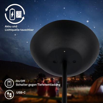 Briloner 1500015 - LED dimbar golvlampa ESTATE LED/8W/5V 4000 mAh svart